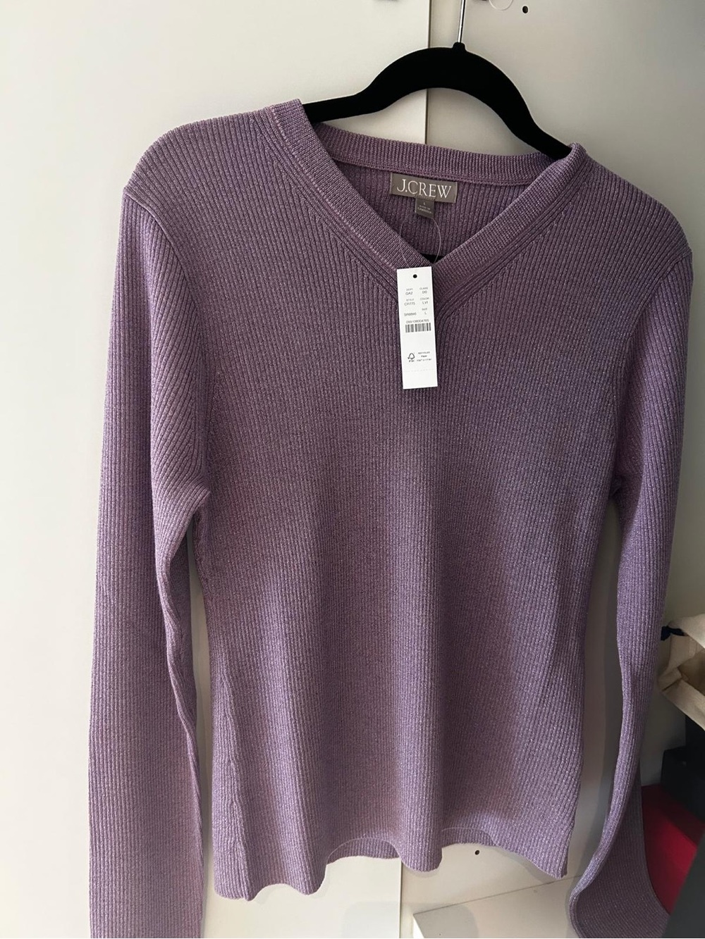 J. Crew Lavender V-Neck Ribbed Sweater